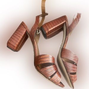 Prada Maroon leather heels, ankle strap, size 8, 38.5 sandals